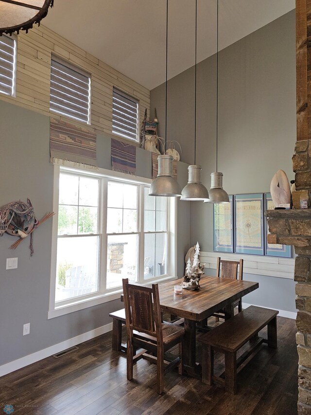 25002 State Highway 108, Lida Twp, MN 56572 - dining room featuring wooden walls, wood-type flooring, baseboards, and visible vents