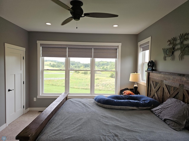 25002 State Highway 108, Lida Twp, MN 56572 - carpeted bedroom featuring ceiling fan, baseboards, and recessed lighting