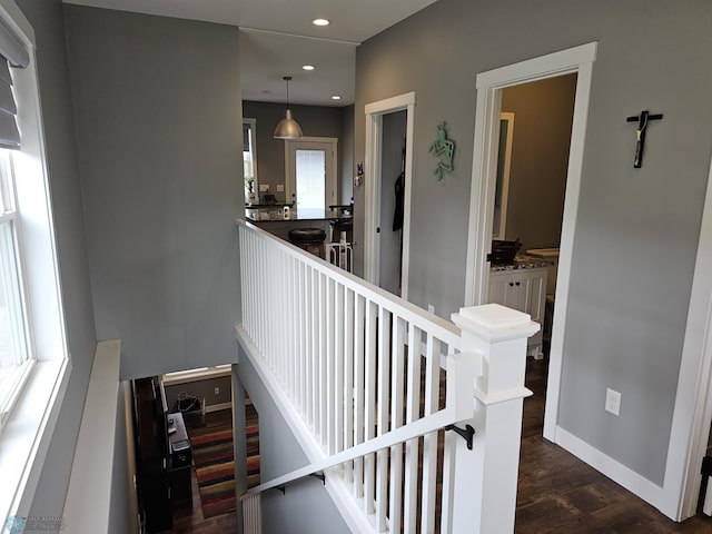 25002 State Highway 108, Lida Twp, MN 56572 - stairs with baseboards, recessed lighting, and wood finished floors