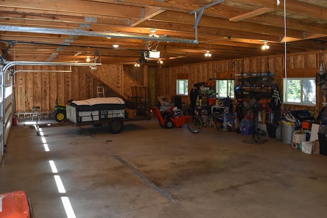 garage with a garage door opener