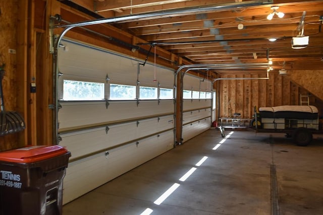 garage with a garage door opener