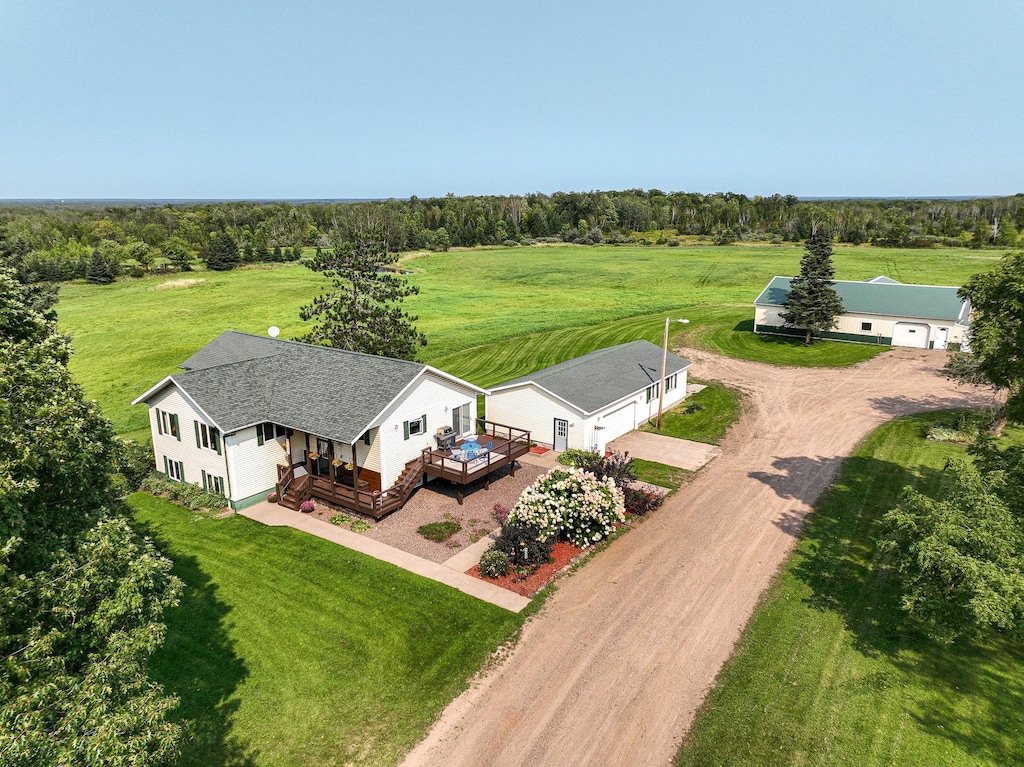 drone / aerial view featuring a rural view