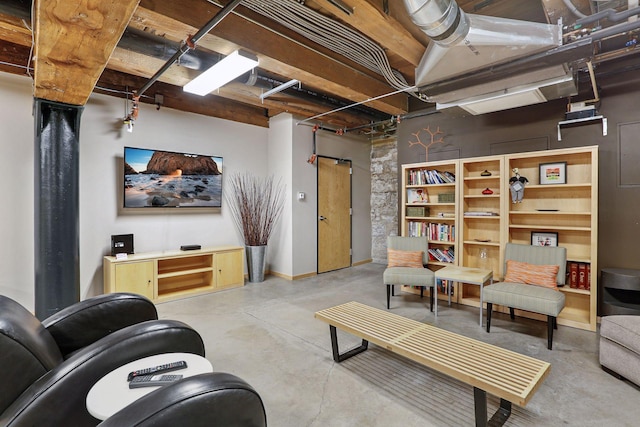 living room featuring concrete floors