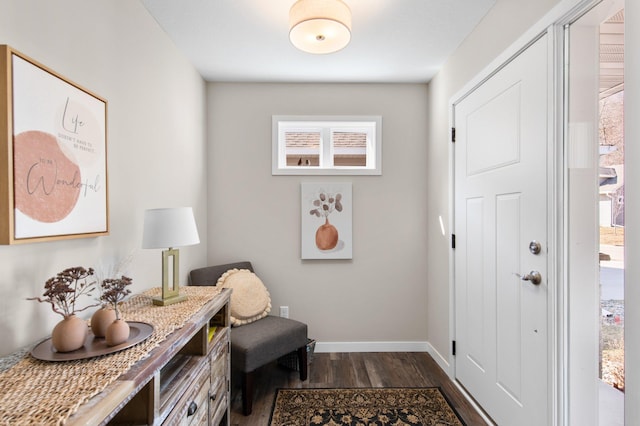 foyer featuring dark wood-type flooring