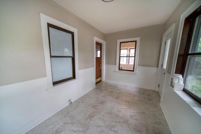 interior space featuring ornamental molding