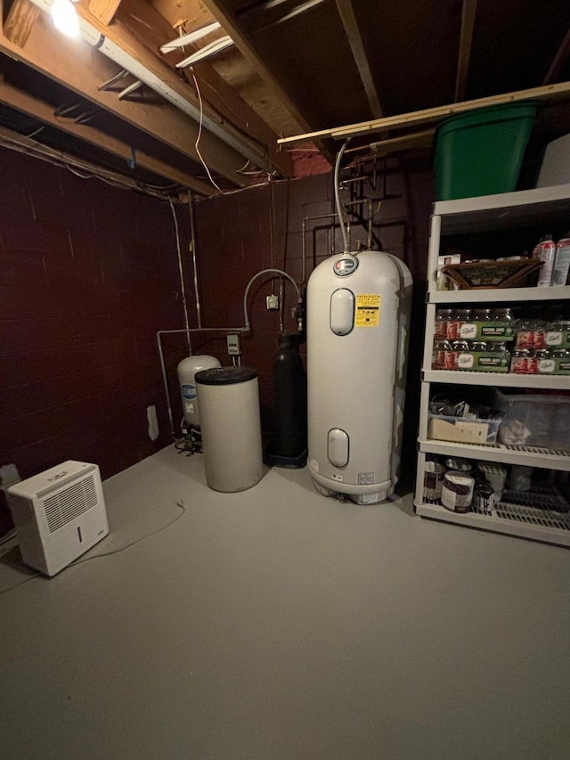 utility room with water heater