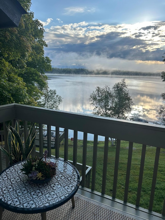 balcony with a water view