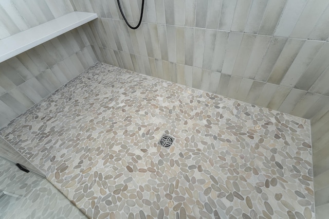 interior details featuring tiled shower