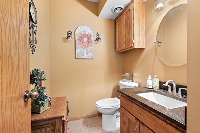 bathroom featuring tile patterned floors, toilet, and vanity