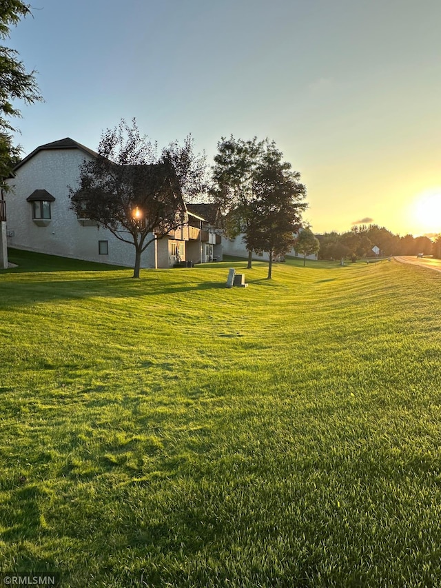 view of yard at dusk