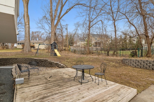 deck with a playground