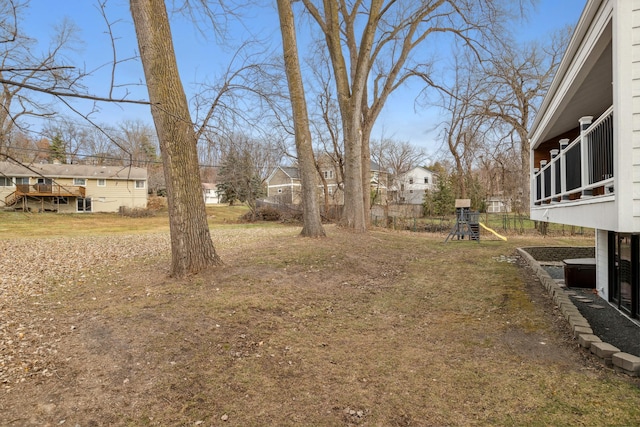 view of yard with a playground