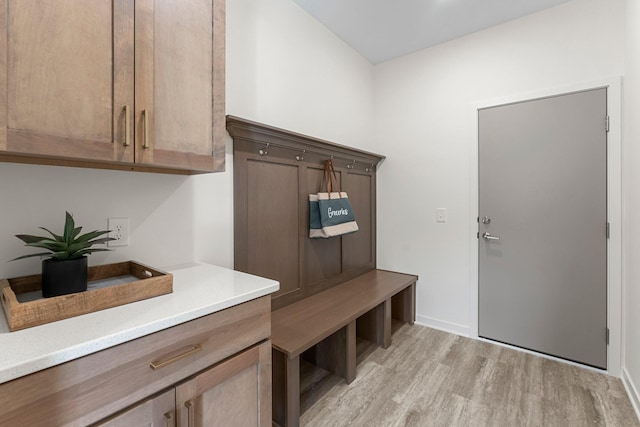 mudroom featuring light hardwood / wood-style flooring