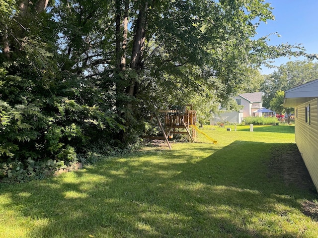 view of yard with a playground