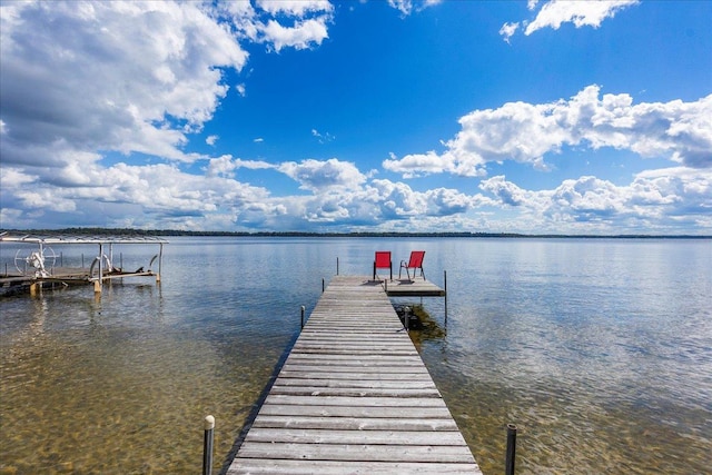 dock area featuring a water view