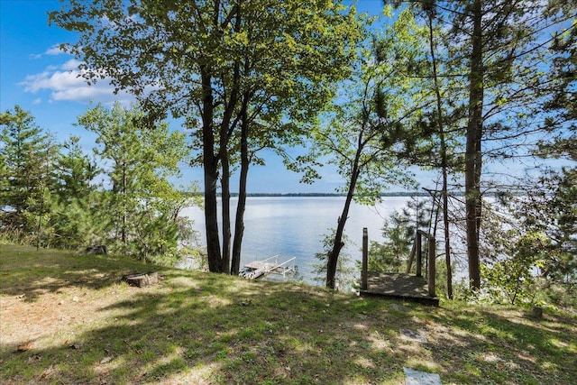 water view with a dock