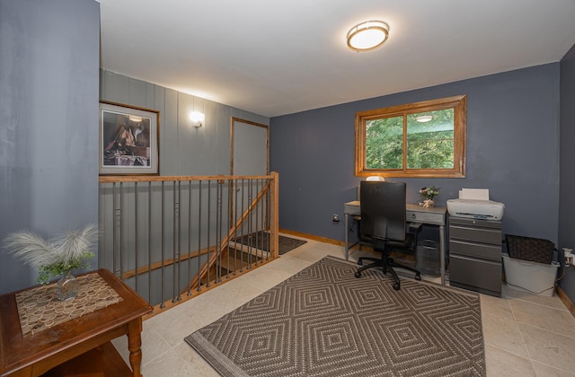 view of tiled home office