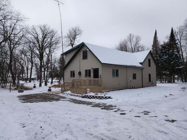 view of snow covered property