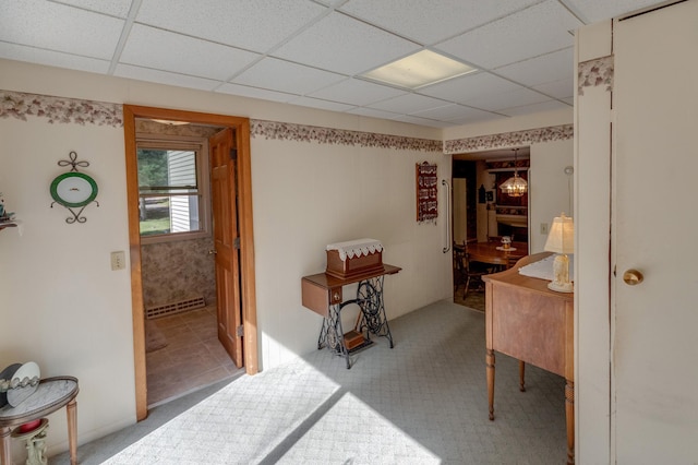 office area featuring a drop ceiling