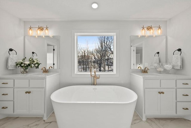 bathroom featuring vanity and a bathing tub