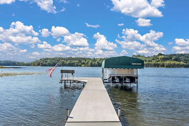 view of dock featuring a water view