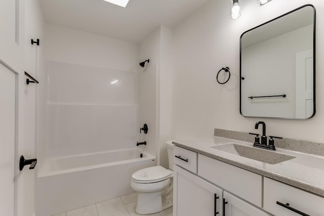 full bathroom featuring tile patterned floors, vanity, bathing tub / shower combination, and toilet