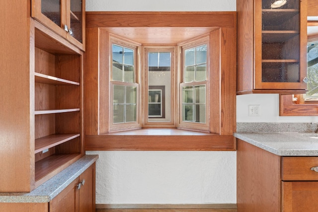 kitchen with light stone counters