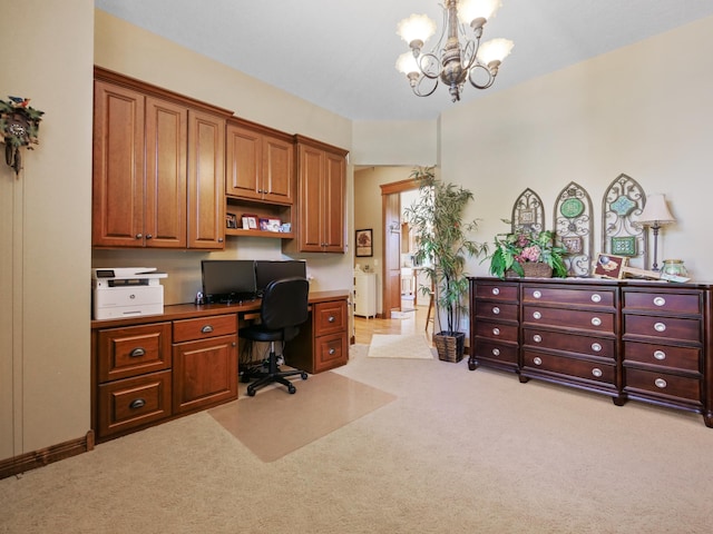 4424 Donway Dr NE, Alexandria, MN 56308 - home office featuring light colored carpet and a chandelier