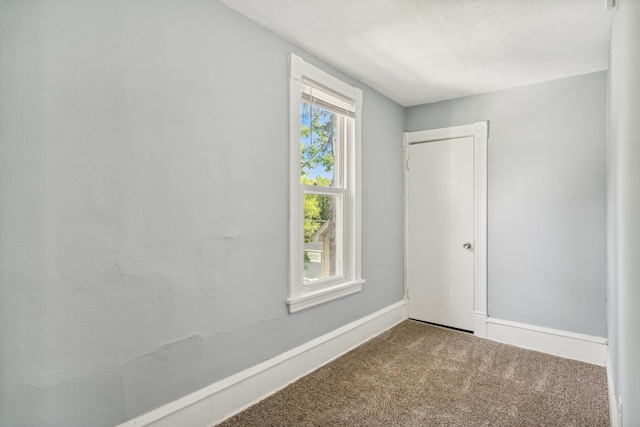 carpeted spare room with a textured ceiling