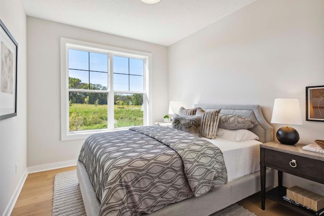 bedroom with light hardwood / wood-style flooring