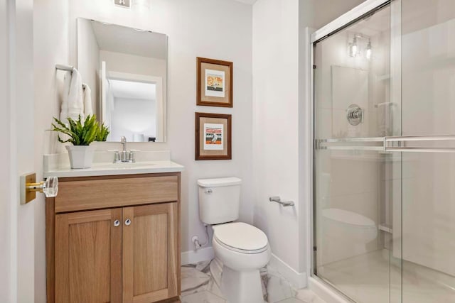 10291 Shadyview Ln N, Maple Grove, MN 55311 - bathroom with vanity, marble look tile flooring, and a shower stall