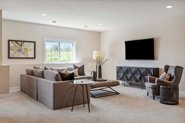 10291 Shadyview Ln N, Maple Grove, MN 55311 - carpeted living area with recessed lighting and a textured ceiling