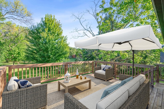 deck with an outdoor hangout area