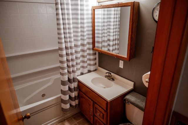 bathroom featuring vanity and shower / tub combo