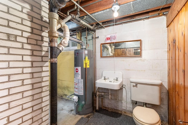 interior space featuring gas water heater and sink