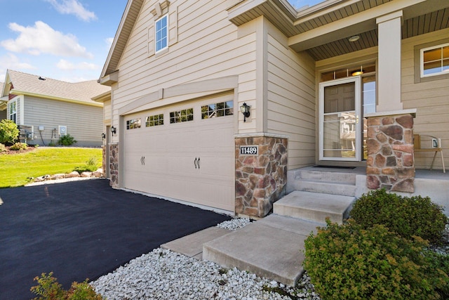 exterior space featuring a garage