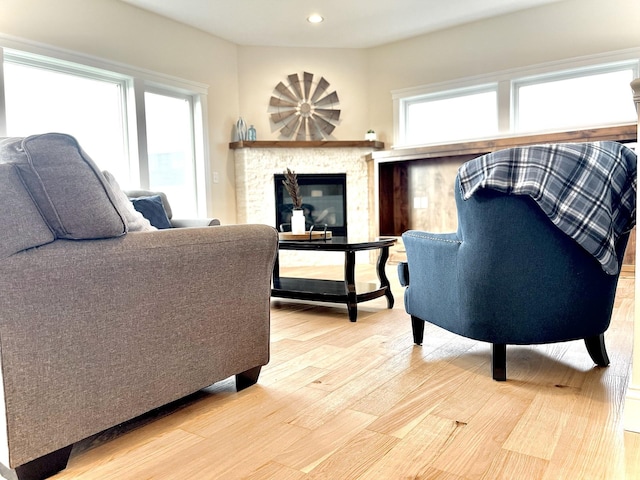 living area with light wood-type flooring and plenty of natural light