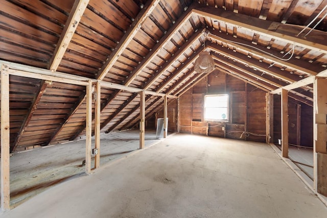 view of unfinished attic