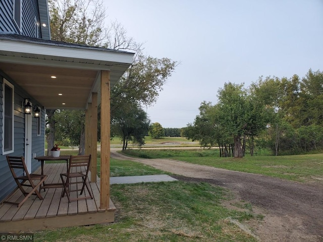 view of yard with a porch