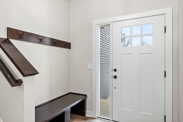 mudroom featuring light parquet floors