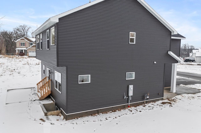 view of snow covered exterior