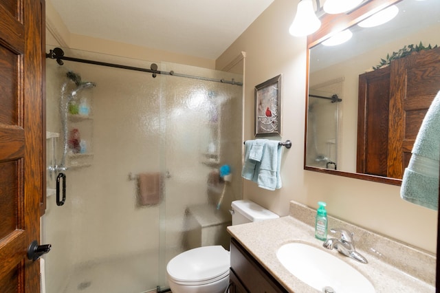 13640 Hagedorn Rd NW, Brandon, MN 56315 - bathroom featuring vanity, a shower stall, and toilet