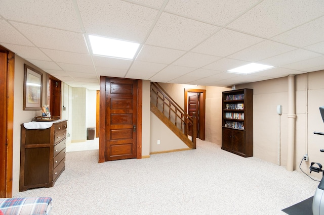 13640 Hagedorn Rd NW, Brandon, MN 56315 - finished basement featuring a paneled ceiling, carpet floors, and stairway
