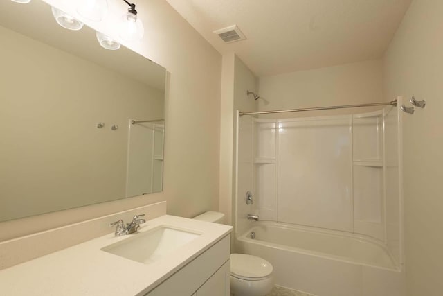 full bathroom featuring vanity, toilet, and shower / bathtub combination