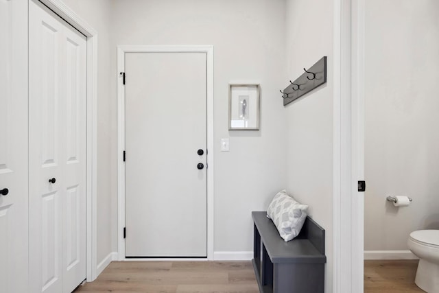 doorway to outside featuring light hardwood / wood-style flooring