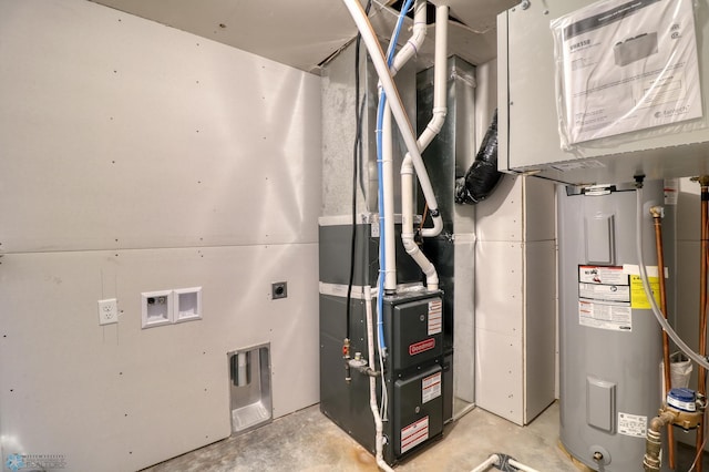 utility room with water heater