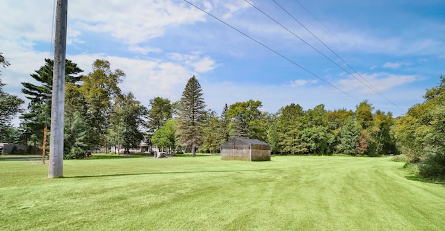 view of yard with an outdoor structure