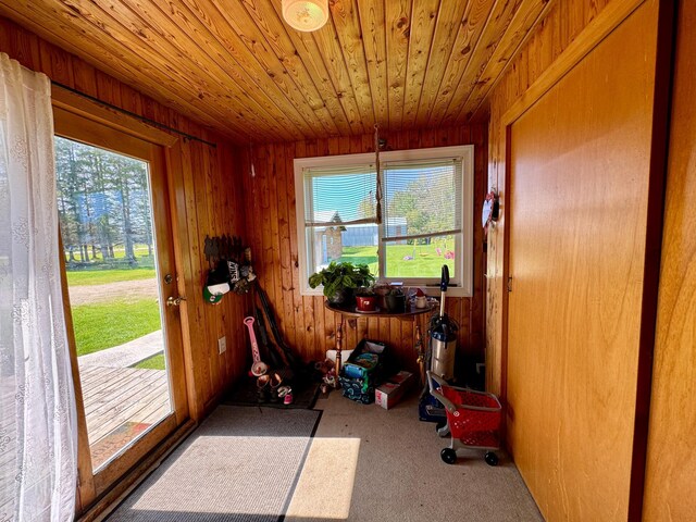 sunroom with a wealth of natural light and wooden ceiling