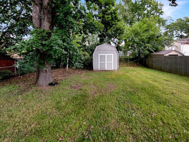 view of yard with a shed