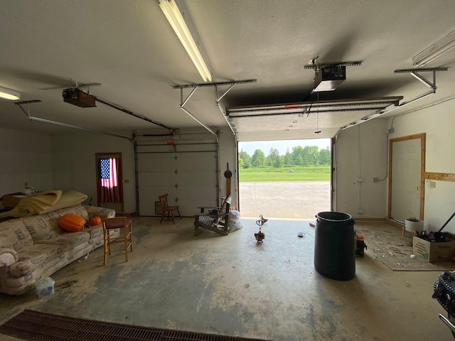 garage with a garage door opener